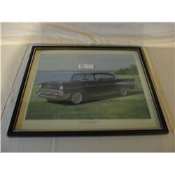 2 Chevrolet 1957 Framed Bel Air Car Pictures 17" by 21"