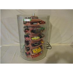 Table Top Electric Display Case w/Lock & Key 16.5 x 15 x 26.5" w/ 50 Small Chevrolet Cars and Trucks