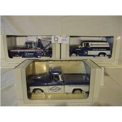 3 N.I.B Chevrolet 1957 GMC Parts Wagon and Tow Truck Models