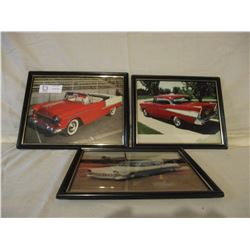 3 Chevrolet Framed Pictures 12" by 10"