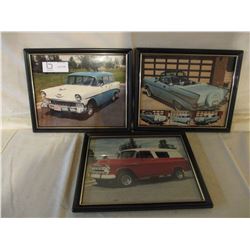3 Chevrolet Framed Pictures 12" by 10"