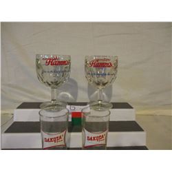 4 Dakota And Hamm's Beer Glasses