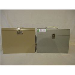2 Large Metal File Storage Boxes