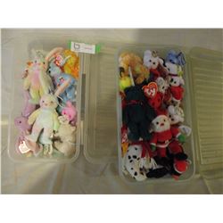 2 Plastic Cases of Assorted Mini Beanie Babies and Beanie Baby Magazines