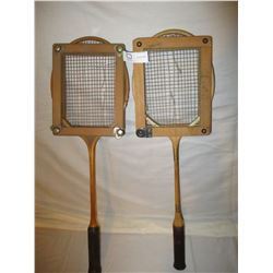 2 Wooden Tennis Rackets with Frames