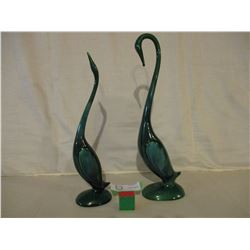 Pair of Blue Mountain Swan Figurines 15" T