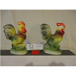 Pair of Japanese Rooster Ornaments 6" T