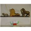 Image 2 : 3 Brass and Glass Lion Ornaments