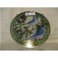 Painted Glass Bird (Blue Jay) Hanging Ornament