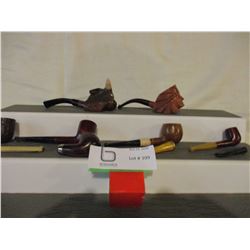 Carved Indian Chief and Bulls Head Pipes Plus Parts