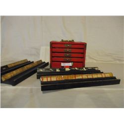 Ornate Chinese Mahjong Playing Set with Fancy Carrying Case