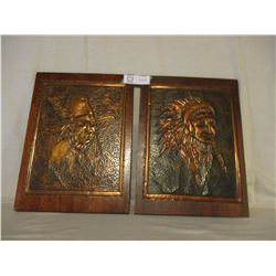 Pair of Copper American Native Pictures 10" by 14"