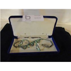 Green Rhinestone Necklace and Earring Set