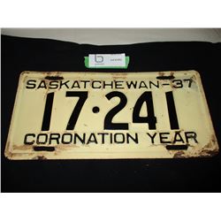 1937 Saskatchewan License Plate
