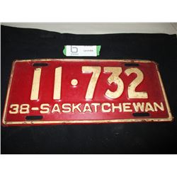 1938 Saskatchewan License Plate