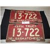 Image 1 : Pair of 1938 Saskatchewan Farm Truck License Plates