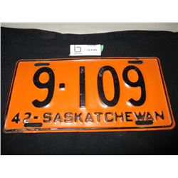 1942 Saskatchewan License Plate