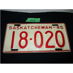 1945 Saskatchewan License Plate