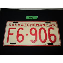 1945 Saskatchewan Farm Truck License Plate