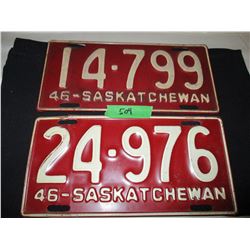 2 1946 Saskatchewan License Plates