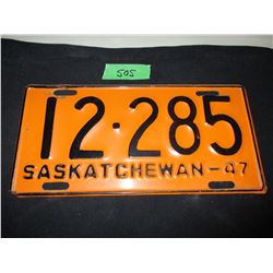 1947 Saskatchewan License Plate