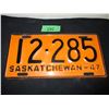 Image 1 : 1947 Saskatchewan License Plate
