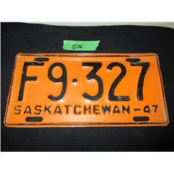 1947 Saskatchewan Farm Truck License Plate