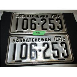 Pair of 1948 Saskatchewan License Plates