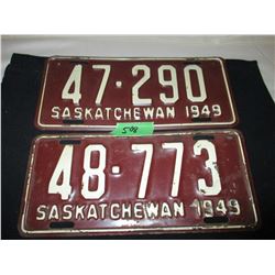 2 1949 Saskatchewan License Plates