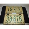 Image 1 : 2 1953 Saskatchewan License Plates