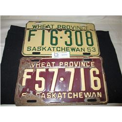 1953 and 1954 Saskatchewan Farm License Plates