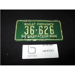 1954 Saskatchewan Miniature License Plate 2" by 4"