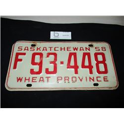 2 1958 Saskatchewan Farm Truck License Plates