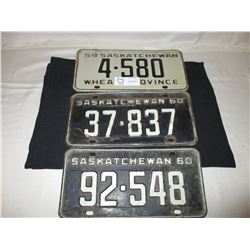 3 1959 and 1960 Saskatchewan License Plates