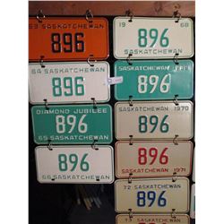22 1960s Saskatchewan #896 License Plates (Some Pairs)