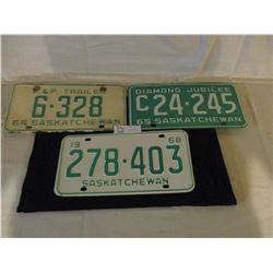 3 License Plates 1964, 1965 and 1968