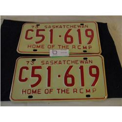 Pair of 1973 Saskatchewan Commercial License Plates