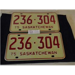 3 Pairs of 1975 Saskatchewan License Plates