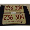 Image 1 : 3 Pairs of 1975 Saskatchewan License Plates
