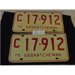 Pair of 1975 Saskatchewan Commercial License Plates