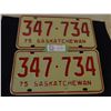 Image 2 : 2 Pairs of 1975 Saskatchewan License Plates