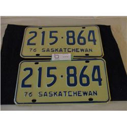 2 Pairs of 1976 Saskatchewan License Plates