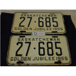 Pair of 1955 Saskatchewan License Plates