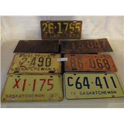 7 Assorted Saskatchewan License Plates