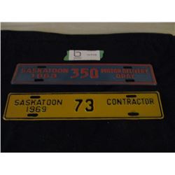 1963 and 1969 Saskatchewan Contractor License Plates