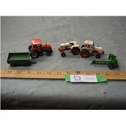 5 Toy Tractors and Wagon