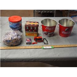 Coca-Cola Items, Puzzle, Cars, 2 Ice Buckets and Cards