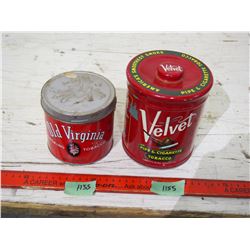 2 Tobacco Tins, Old Virginia, One Velvet
