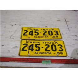 Pair of Alberta Farm Truck Plates