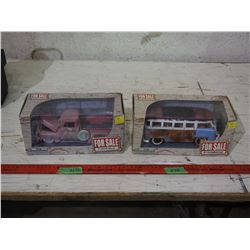 Die Cast 1962 Volkswagen Bus 1/24 Scale and 1951 Chevrolet Pick Up N.I.B